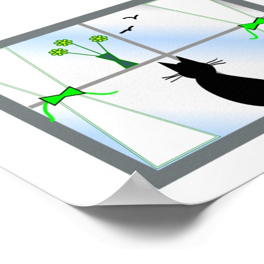 Katze im Fenster Gail&apos; Poster (Ecke)