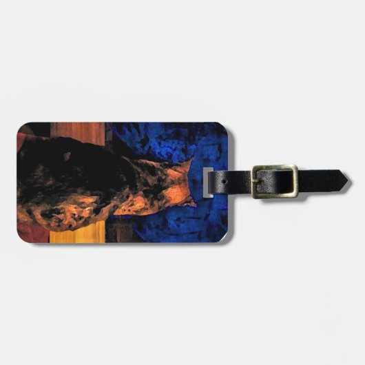 Katze im Fenster Gepäckanhänger (Vorderseite horizontal)