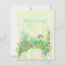 Katze im Fenster Neue Adresse Flat Note Card Mitteilungskarte