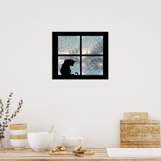 Katze im Fenster Poster (Küche)