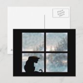Katze im Fenster Postkarte (Vorne/Hinten)