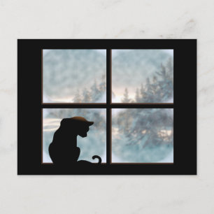 Katze im Fenster Postkarte