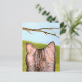 Katze im Fenster Postkarte (Stehend Vorderseite)