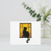 Katze im Fenster Postkarte (Stehend Vorderseite)