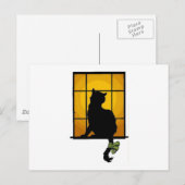Katze im Fenster Postkarte (Vorne/Hinten)
