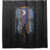 Katze im Fensterduschvorhang Duschvorhang (Vorderseite)