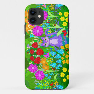 Katze im Garten Farbige Kunst Blumen Schmetterling Case-Mate iPhone Hülle