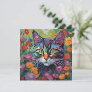 Katze im Garten Grüße Karte