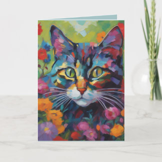 Katze im Garten Grußkarte Karte