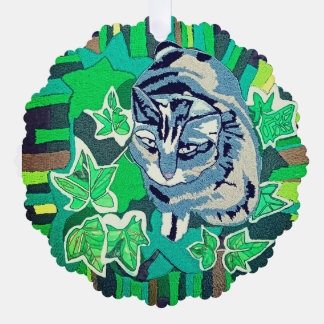 Katze im Garten. Ornament Karte