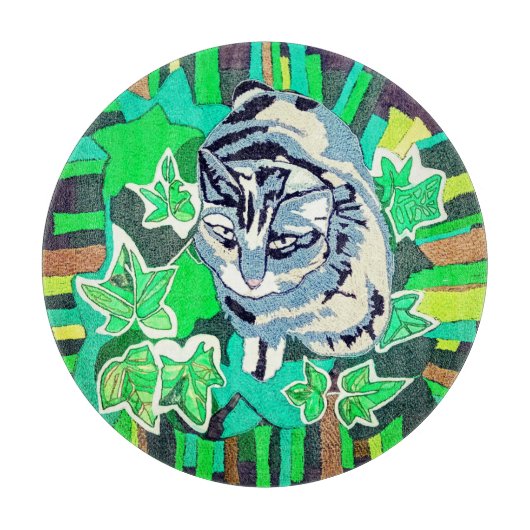 Katze im Garten Schneidebrett (Vorderseite)