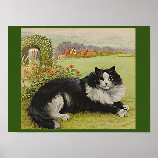 Katze im Garten von Louis Wain Card Poster (Vorne)