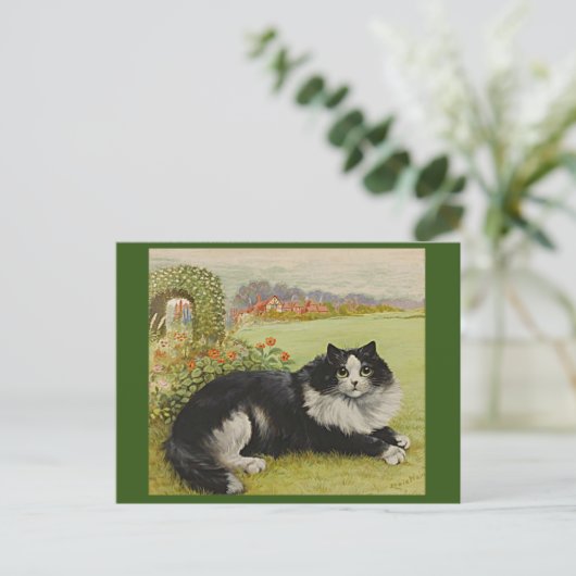 Katze im Garten von Louis Wain Postkarte (Stehend Vorderseite)