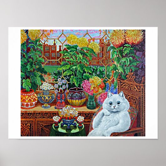 Katze im Gartenzimmer von Louis Wain Poster (Vorne)
