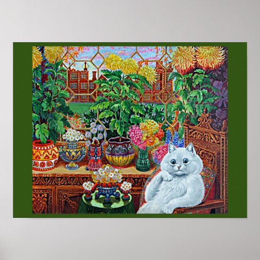 Katze im Gartenzimmer von Louis Wain Poster (Vorne)