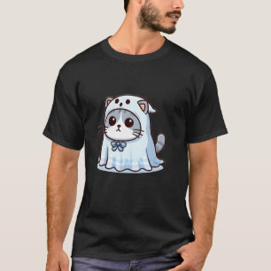 Katze im Ghost-Kostüm für Halloween-T-Shirt T-Shirt