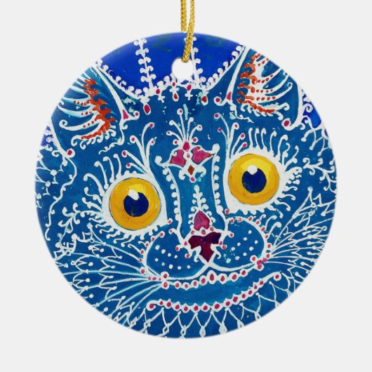 Katze im gotischen Stil, Louis Wain Keramik Ornament (Vorne)