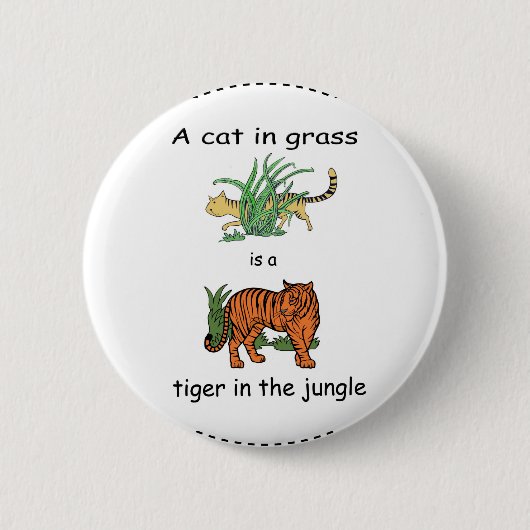 Katze im Gras ist ein Tiger im Dschungel Button (Vorderseite)