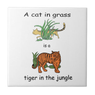 Katze im Gras ist ein Tiger im Dschungel Fliese