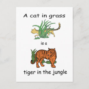 Katze im Gras ist ein Tiger im Dschungel Postkarte