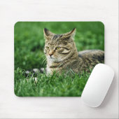 Katze im Gras liegen Mousepad (Mit Mouse)