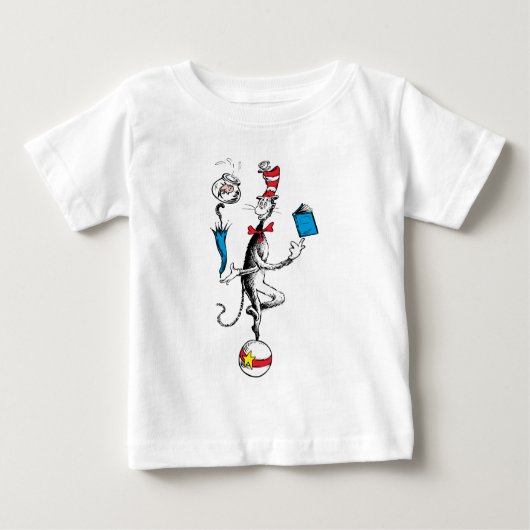 Katze im Hat Balancing Act Baby T-shirt (Vorderseite)
