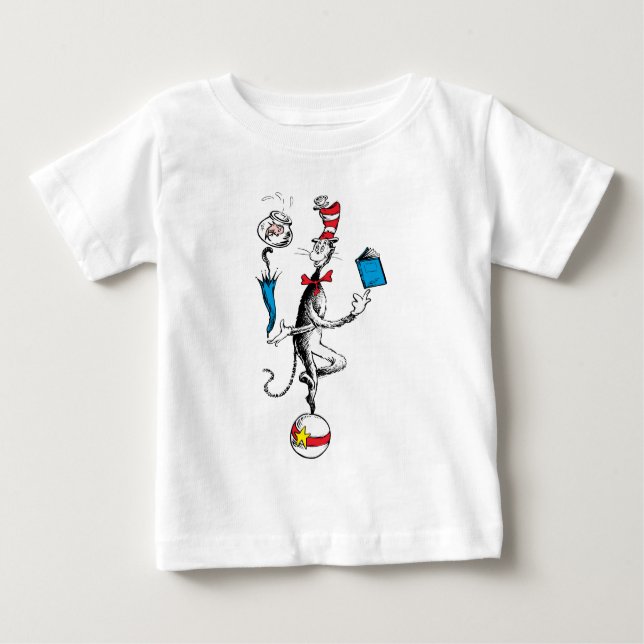 Katze im Hat Balancing Act Baby T-shirt (Vorderseite)