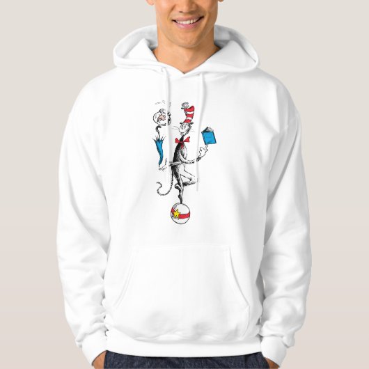 Katze im Hat Balancing Act Hoodie (Vorderseite)