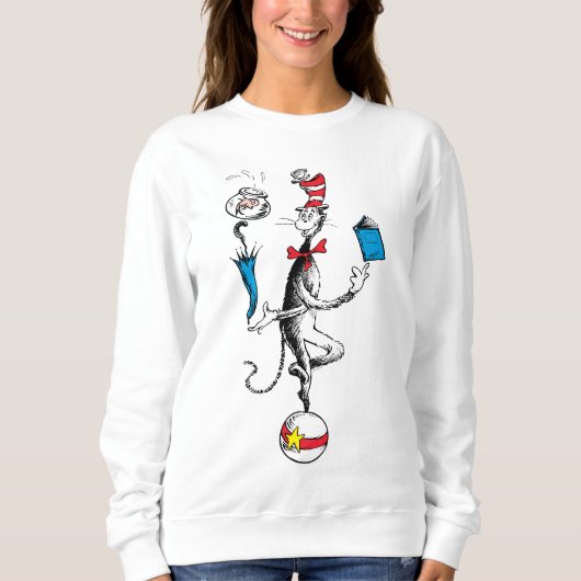 Katze im Hat Balancing Act Sweatshirt (Vorderseite)