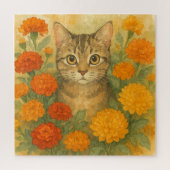 Katze im Herbst Florals Puzzle (Vertikal)