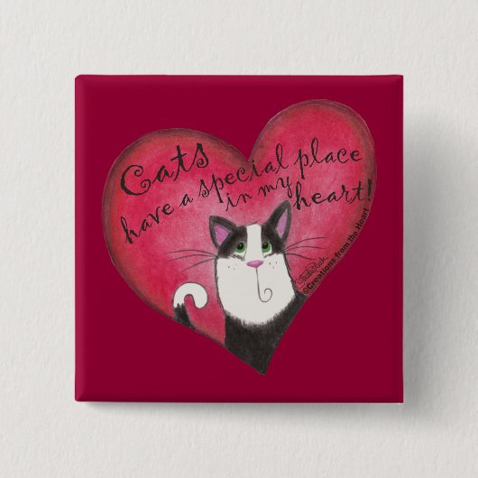 Katze im Herzen Button (Vorderseite)
