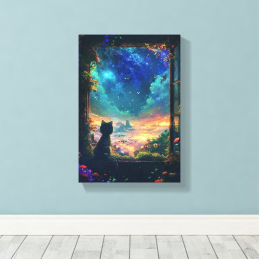 Katze im Himmel Leinwanddruck (Insitu (Holzboden))