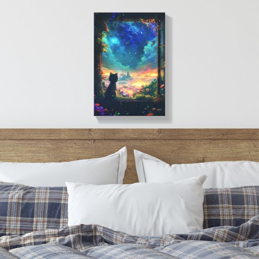 Katze im Himmel Leinwanddruck (Insitu (Schlafzimmer))