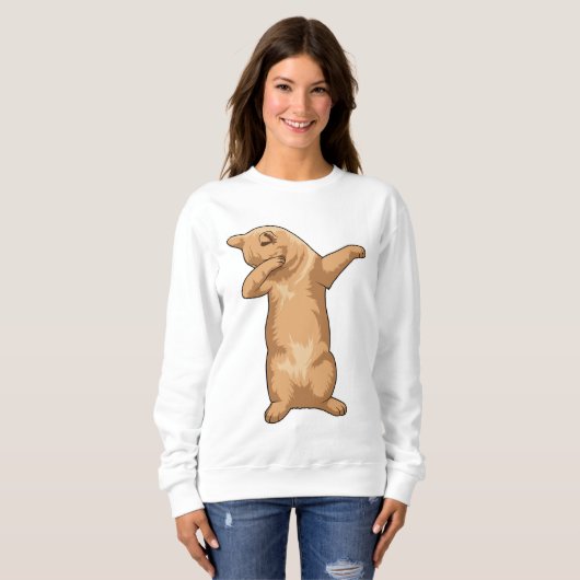 Katze im Hip Hop Dance Dab Sweatshirt (Vorne ganz)