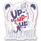 Katze im Hut | Aufblähen mit einem Fisch Aufkleber (Vorderseite)