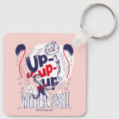 Katze im Hut | Aufblähen mit einem Fisch Schlüsselanhänger (Rückseite)