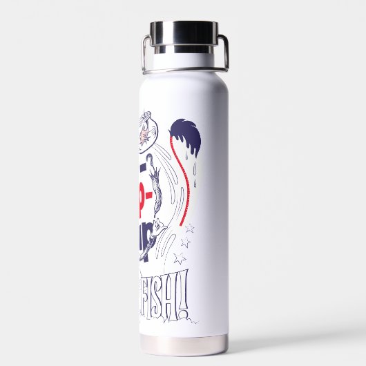 Katze im Hut | Aufblähen mit einem Fisch Trinkflasche (Rückseite)