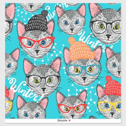 Katze im Hut Aufkleber (Blatt)