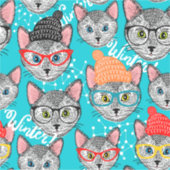 Katze im Hut Aufkleber (Vorderseite)