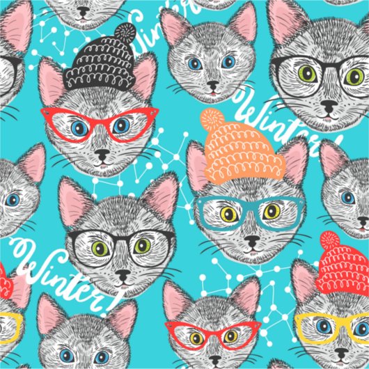 Katze im Hut Aufkleber (Vorderseite)