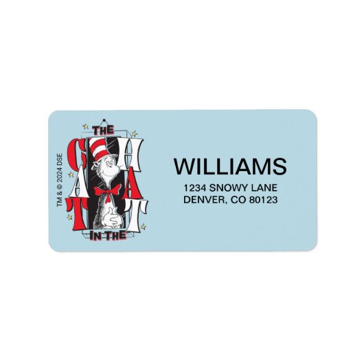 Katze im Hut | B&W Text Adressaufkleber (Vorne)