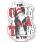 Katze im Hut | B&W Text Aufkleber (Vorderseite)