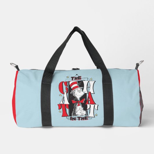 Katze im Hut | B&W Text Duffle Bag (Vorderseite)