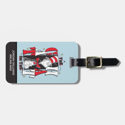 Katze im Hut | B&W Text Gepäckanhänger (Vorderseite horizontal)