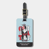 Katze im Hut | B&W Text Gepäckanhänger (Vorderseite vertikal)