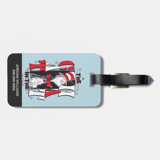 Katze im Hut | B&W Text Gepäckanhänger (Rückseite horizontal)