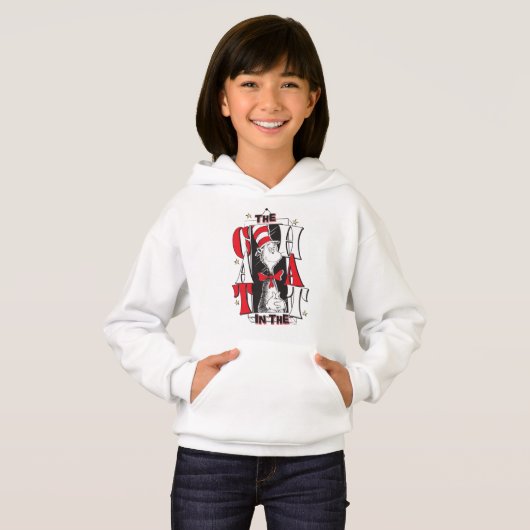Katze im Hut | B&W Text Hoodie (Vorne ganz)