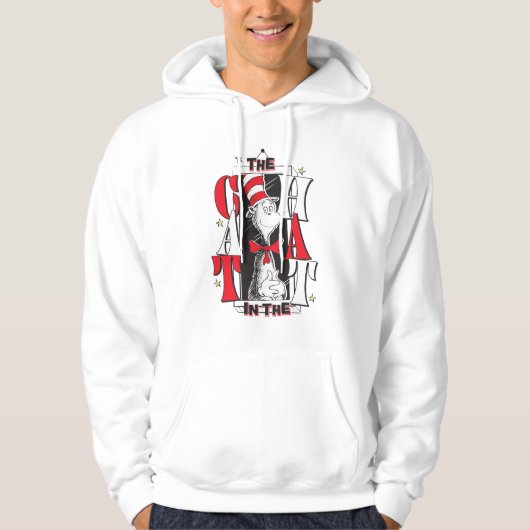 Katze im Hut | B&W Text Hoodie (Vorderseite)