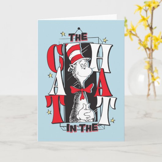 Katze im Hut | B&W Text Karte (Gelbe Blume)