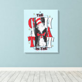 Katze im Hut | B&W Text Leinwanddruck (Insitu (Holzboden))